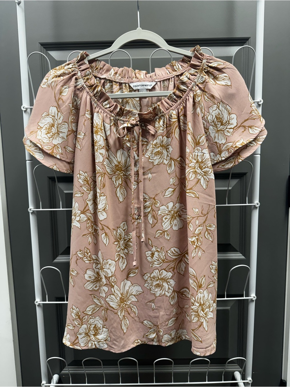 Counterparts Dusty Rose Floral Peasant Blouse
